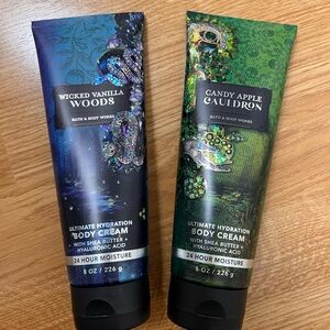 Bath & Body Works Wicked Vanilla Woods and Candy Apple Cauldron Body Cream Set